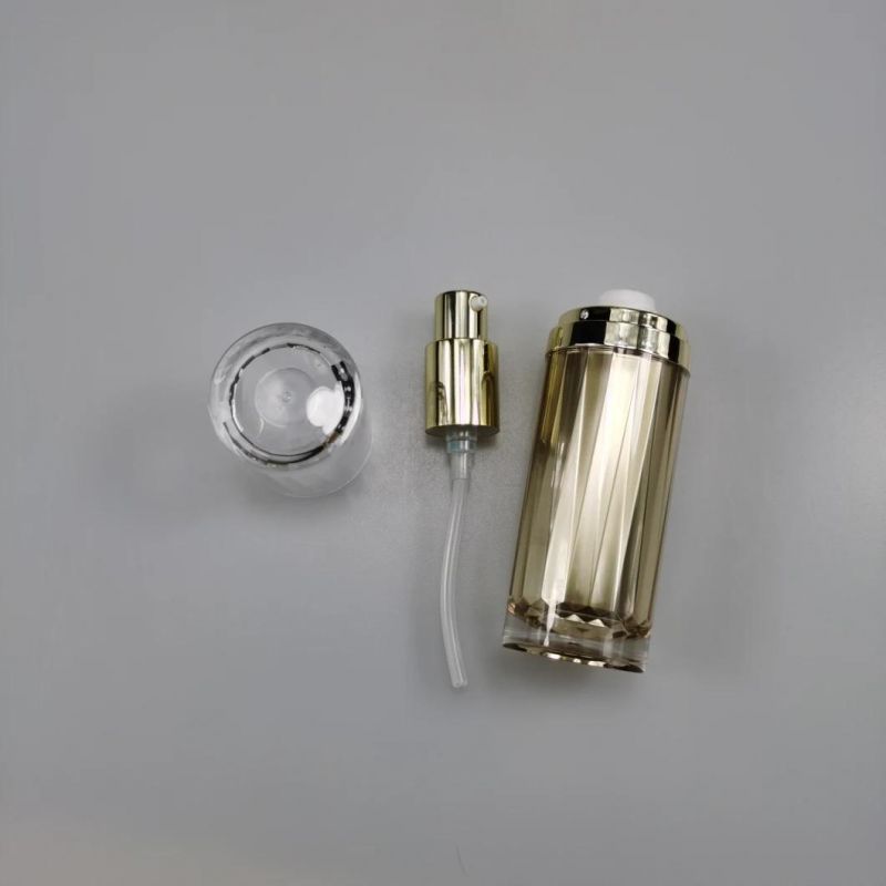 30ml 50ml 100ml Oval Gold Acrylic Emulsion Bottle Foundation Bottle with Diamond Cap