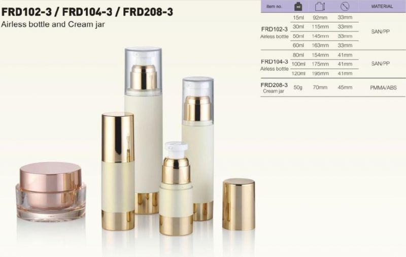 2022 New Luxury Style Cosmetic Packaging Custom Rose Gold Airless Bottle, Gold Airless Pump Bottles, Airless Skin Care Bottle