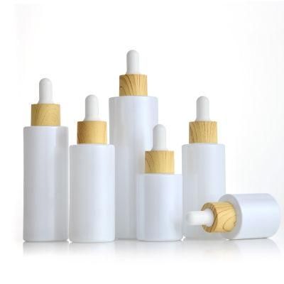 Square Flat Shoulder 15ml 20ml 30ml Skincare Essential Hair Oil Bottle Frosted Clear Glass Bamboo Serum Bottles