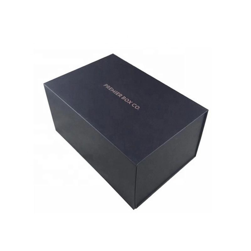 Hot Fancy Magnet Box Carton Black Rigid Flat Luxury Magnetic Folding Storage Paper Gift Box with Ribbon