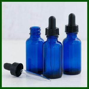 2oz Cobalt Blue Boston Round Glass Bottle with Dropper Cap