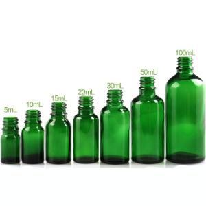 5ml, 10ml, 15ml, 20ml, 30ml, 50ml, 100ml Green Glass Vials Essential Oil Bottle with Tamper Evident Cap