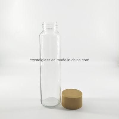 500ml Cylindrical Glass Water Drinking Bottle with Plastic Cap Voss Style