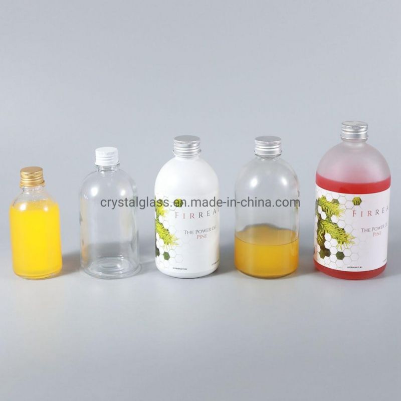 270ml 350ml 500ml Transparent Frosted Fruit Wine Milk Glass Beverage Bottle with Aluminum Lid