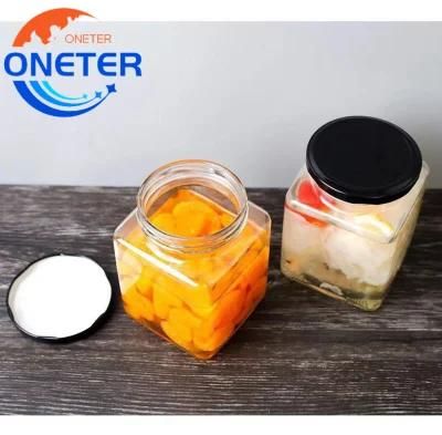 Machine Made Glass Canister Glass Storage/Spice/Honey/Liquid Jar with Rotary Lid