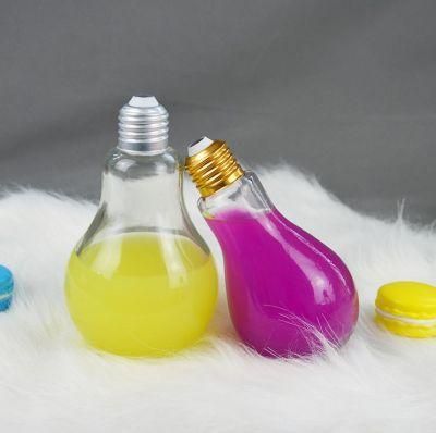 100ml 200ml 300ml 400ml 500ml Light Bulb Shape Glass Juice Jars with Screw Cap