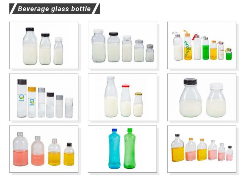 Drinking Glass Clear Water Bottles of Juice, Fruit Reusable Mineral Water Packing