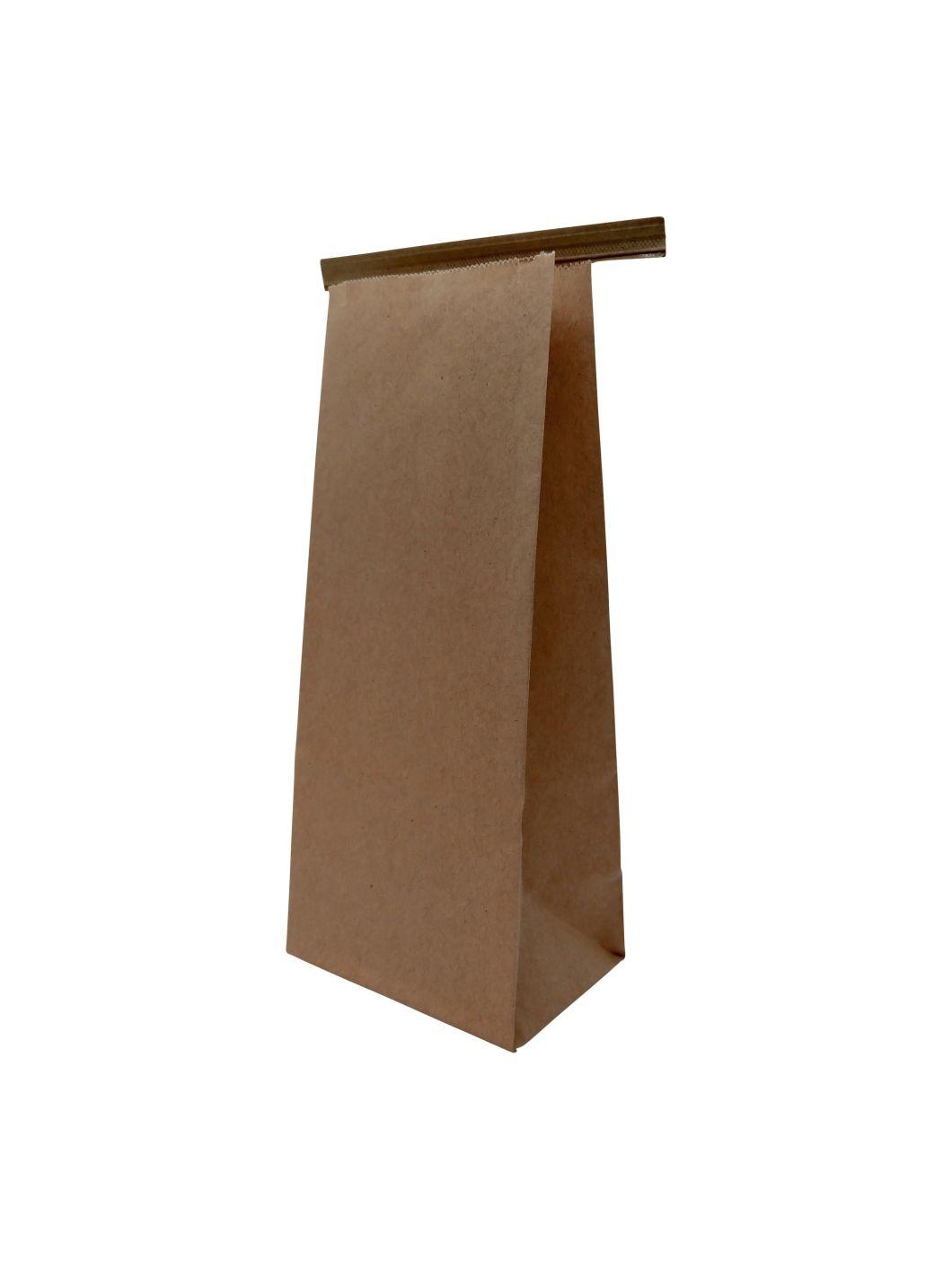 Square Block Flat Bottom Gusset Coffee Bean Cookie Tin Tie Kraft Paper Bag with Window