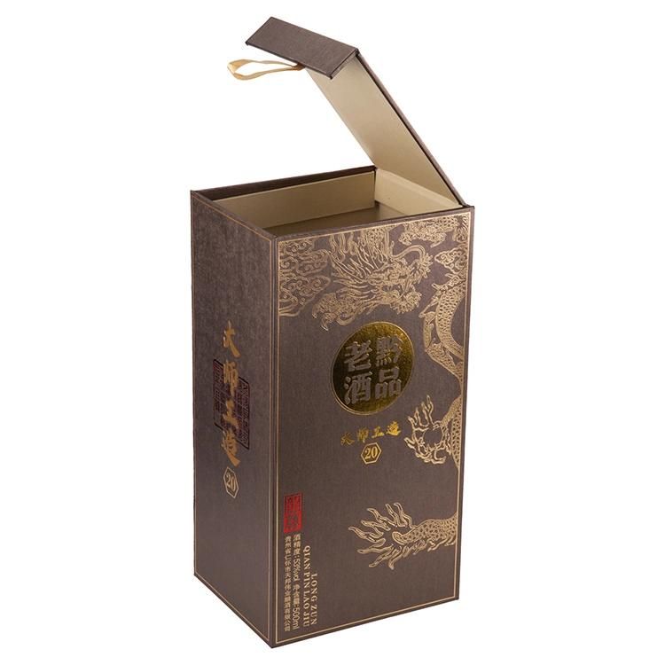 Firstsail Hot Stamping Elegant Rigid Cardboard Liquor Whiskey Wine Glass Gift Box with Window