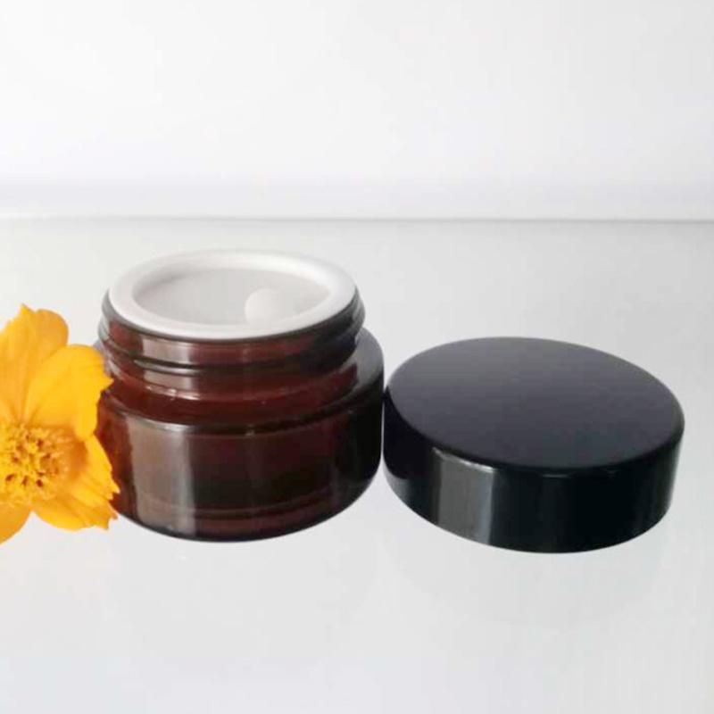 Customize 3G 5g 10g Sample Cosmetic Cream Jar Packaging Glass Clear Frosted Jars with Black Lid