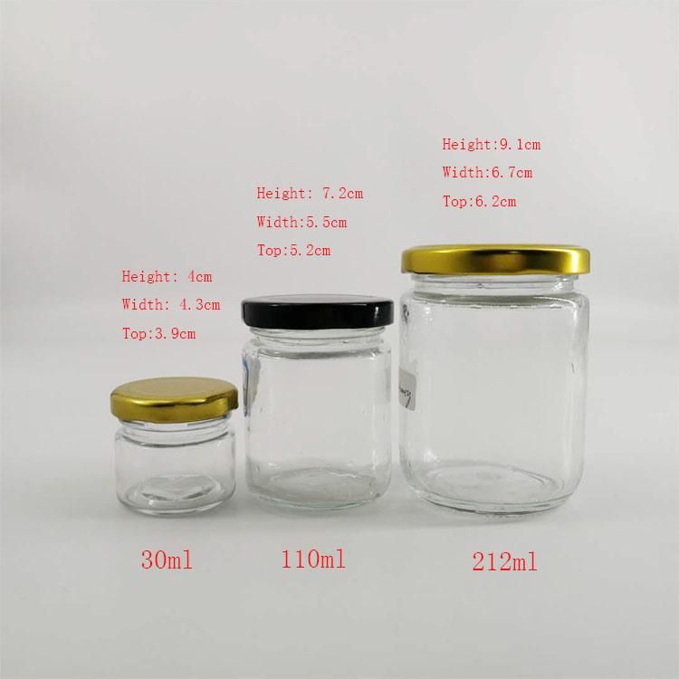 110ml 150ml 212ml Spices Jam Glass Jar Bottle 3oz 7oz Round Glass Jam Spices Butter Honey Bottle