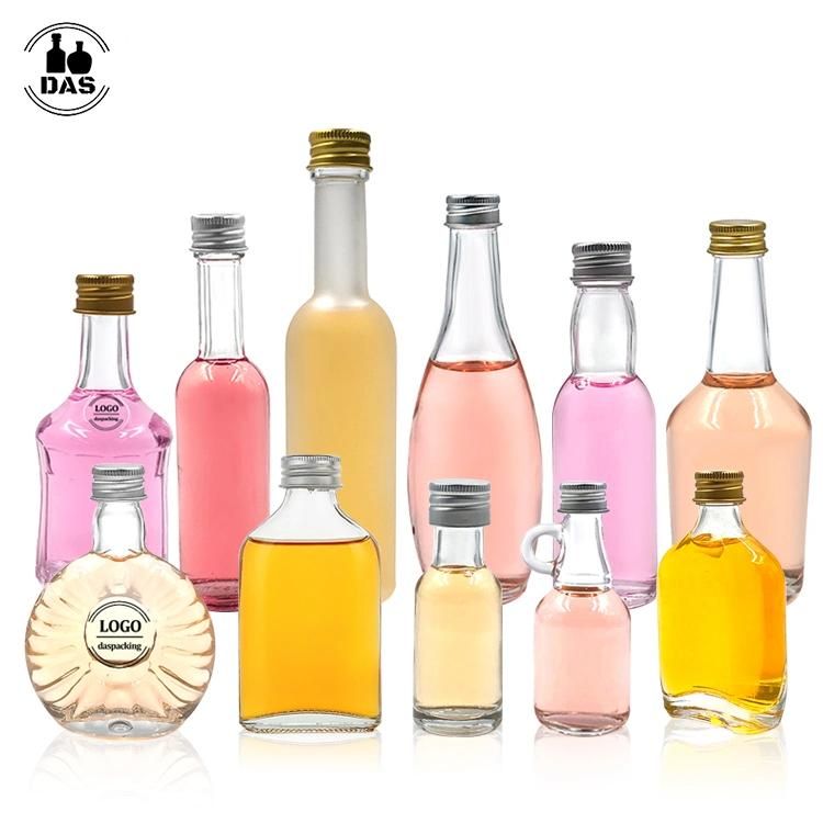 Wholesale 40ml Flat Flask Small Drinking Gin Vodka Whisky Rum Wine Beverage Mini Spirit Glass Liquor Bottle with Caps