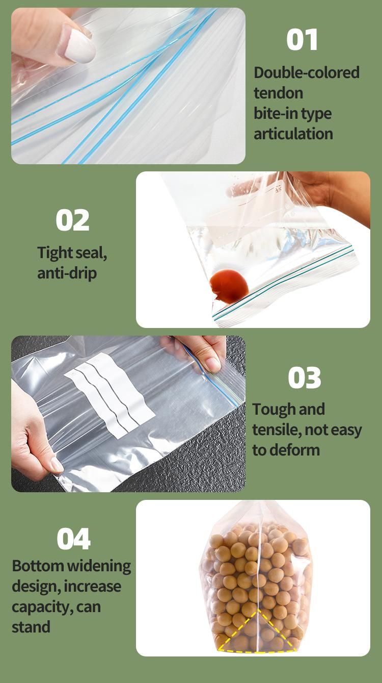 Wholesale BPA Free LDPE Leakproof Waterproof Flip Fold Top Sandwich Quart Gallon Snack Reusable Custom Seal Plastic Packaging Double Zipper Freezer Zip Lock Bag