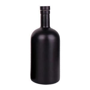 1L High End Glass Vodka Wine Bottle with Matte Black Finish