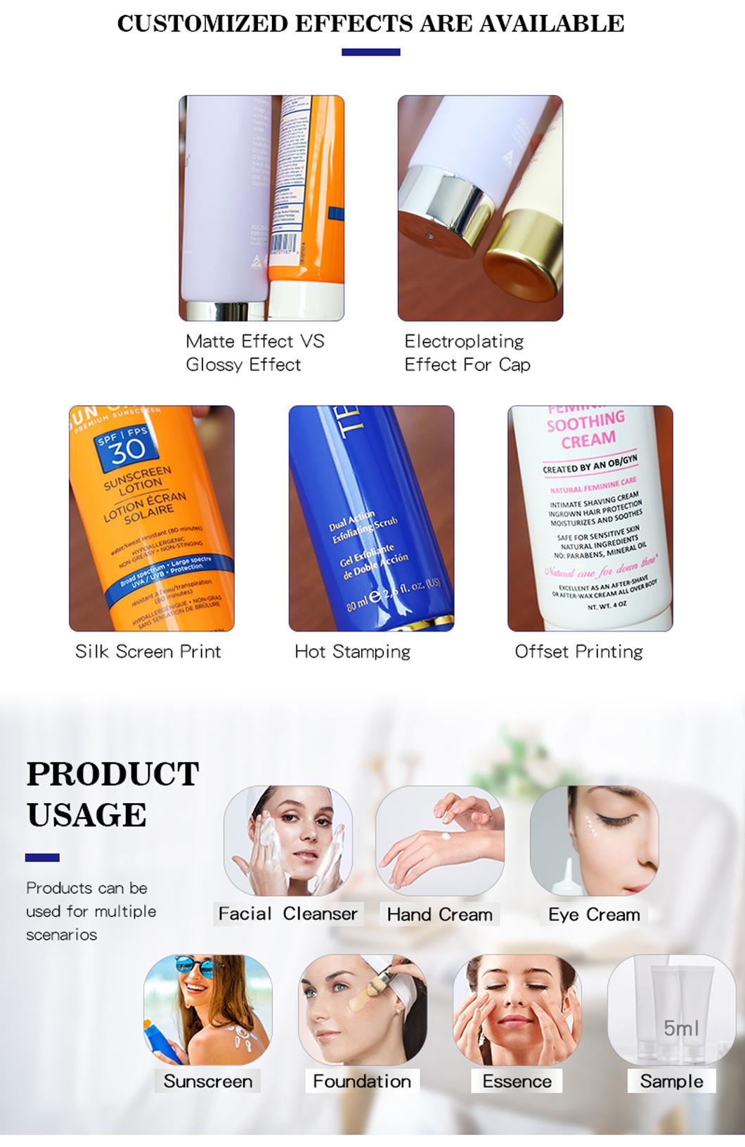Recyclable OEM Custom Squeeze Cosmetic Lotion Tube with Easy Operation