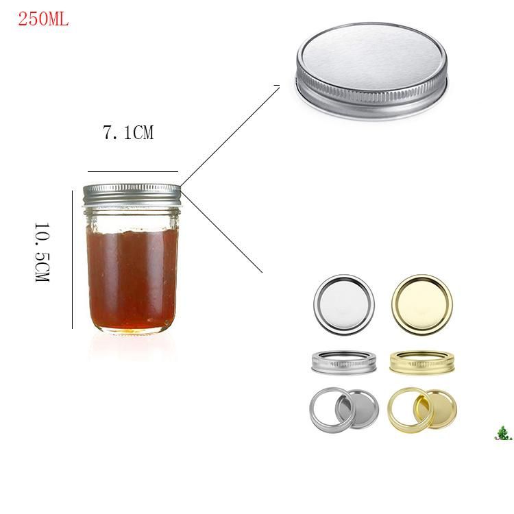 Wide Mouth Seal 100ml/250ml Metal Lid Glass Mason Jar for Sauce/Jam Storage