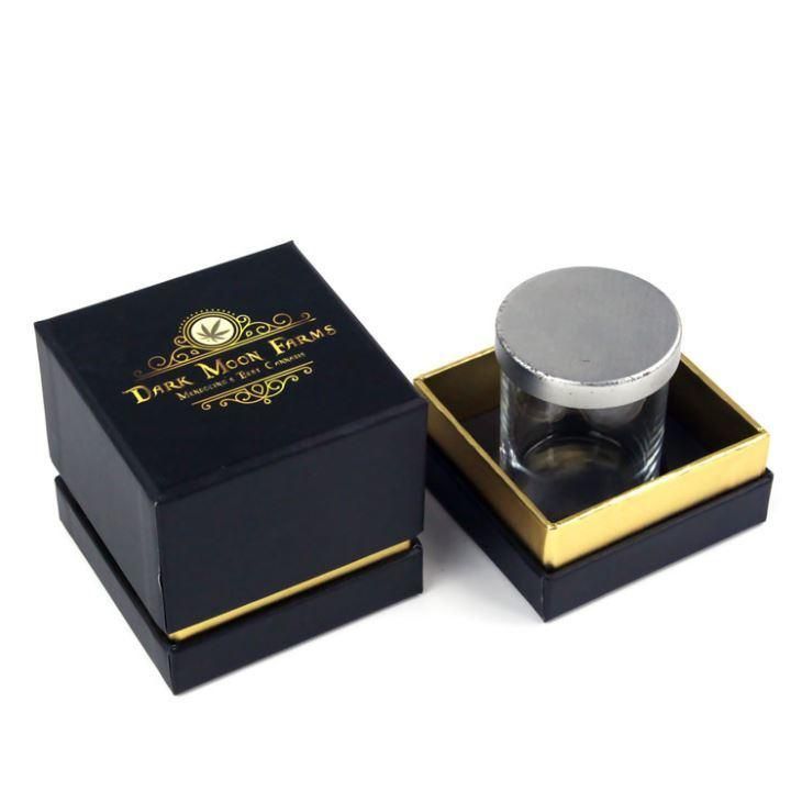 Customized Luxury Golden Hot Stamping Cardboard Candle Packaging Box with Insert