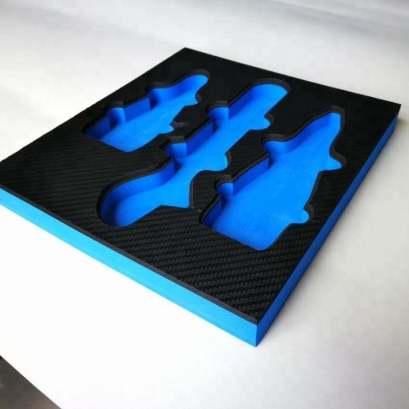 High Quality Custom CNC Cutting EVA Foam with Carbon Fiber Surface for Protective Packaging