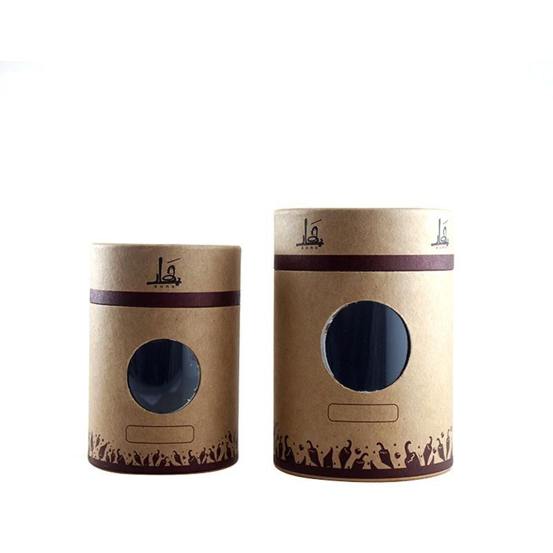 Customized Front Clear Window Round Cylinder Printed Paper Tea Box