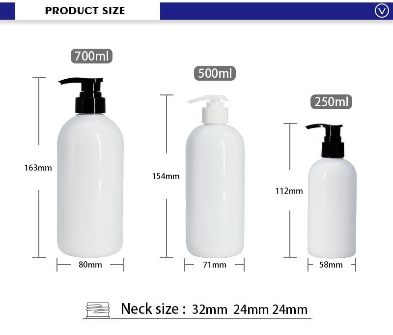 250ml White Body Wash Shampoo Pump Dispenser Bottles Empty Containers