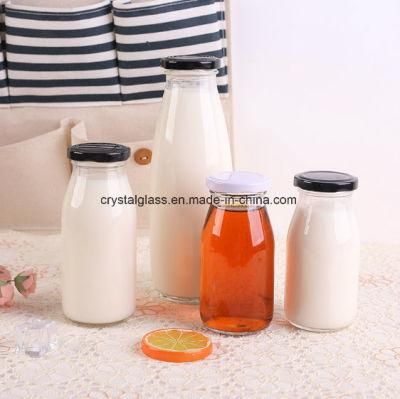 200/250/500ml Glass Milk Bottle Dinking Container with Tinplate