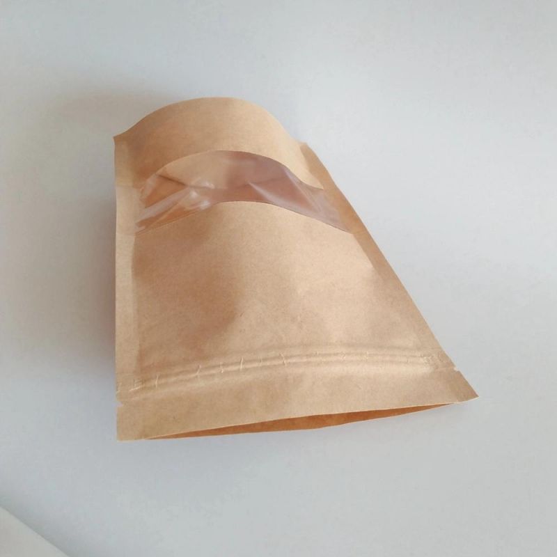 Brown Kraft Paper Bag Doypack Pouches for Tea Kraft Paper Bag