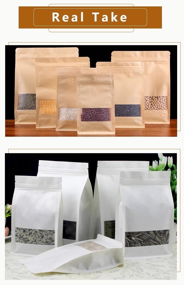 High Quality Flat Bottom Reusable Food Packaging Pouch Stand up Zip Lock Kraft Paper Chocolate Bags