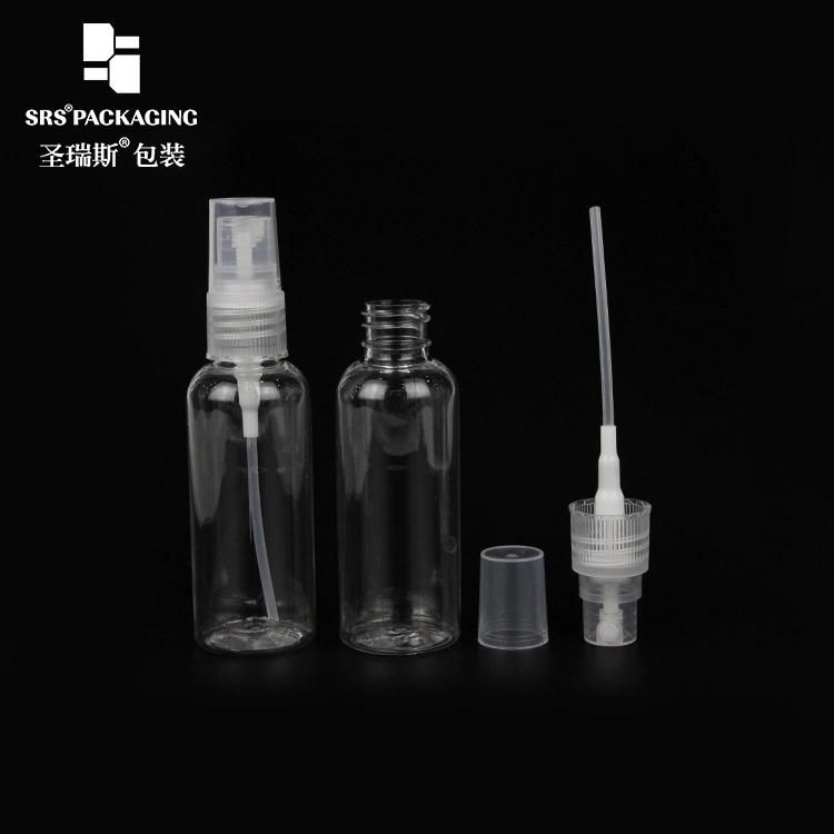 PCR Eco-Friendly Pet Travel Recycled Cosmetic Fine Mist Spray Clear Essential Oil Plastic Perfume 15ml 30ml 50ml Airless/Lotion/Aluminum Sprayer Pump Bottle