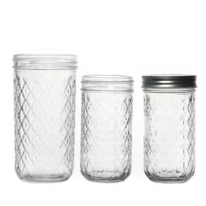 Hot Sale Customize Caviar Storage Metal Lids Empty Clear Glass Jars Food 300ml 500ml