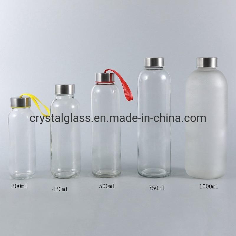 500ml 600ml 750ml Flint Glass Beverage Juice Bottle with Sleeve & Metal Cap