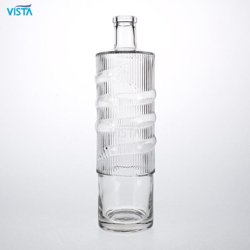 750ml High Flint Snake Like Vodka Glass Bottle with Cork Cap