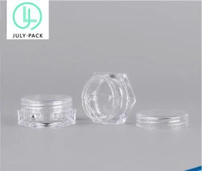 Wholesale Hexagon Shape 5grams Clear Color Refillable Cosmetic Jar for Travel