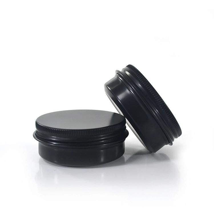 30g Empty Aluminium Cosmetic Pot Jar Tin Container Black Painted Sample Lined EPE Insert