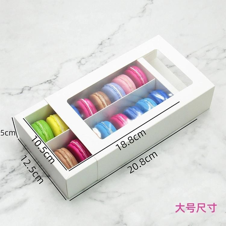 White Cookie Box with Grid for 5 Macarons or Biscuits Candies Cookies Container Macaron Mousse Puff Basque Package