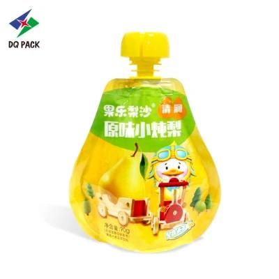 Dq Pack Custom Packaging Bag Factory Direct Price Spout Pouch Pear Shape Packing Bags Baby Food Pouch for Fruit Puree Packaging