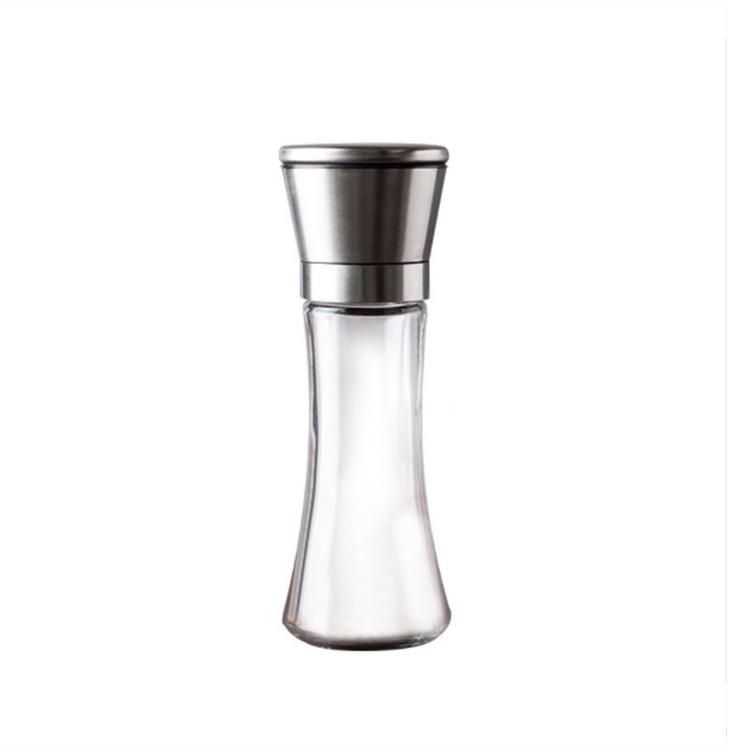 Wholesale 200ml Kitchen Salt Spice Bottle Glass Grinder Bottle with Manual Mills