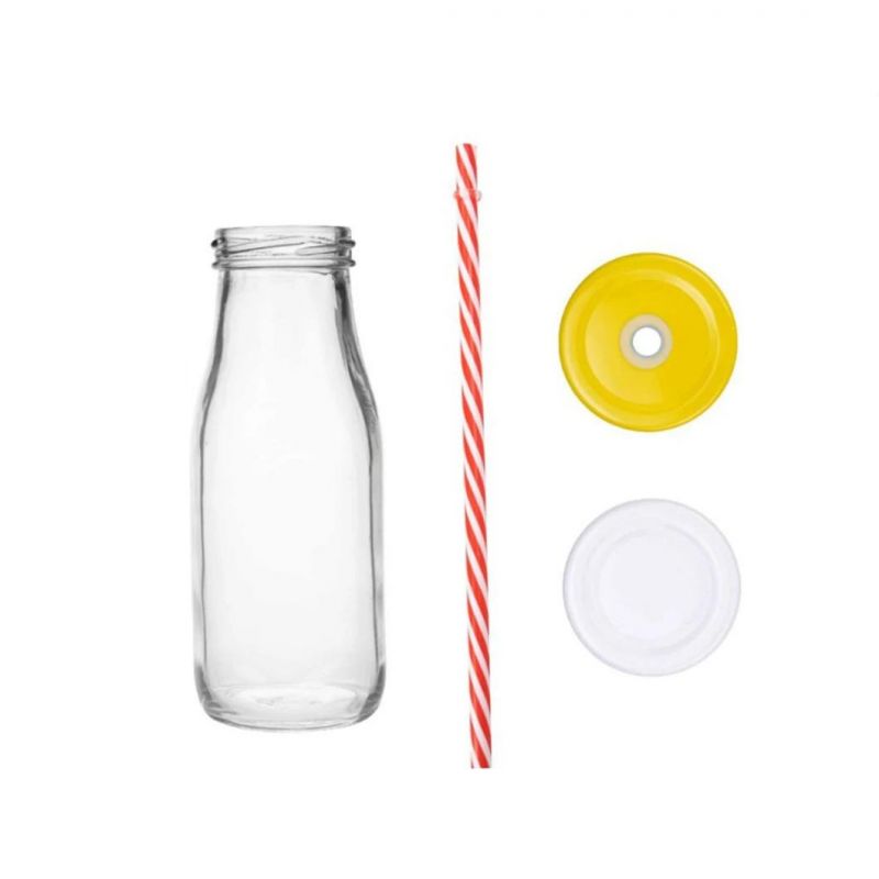 Glass Milk Bottle Bulk 330ml with Screw Lids