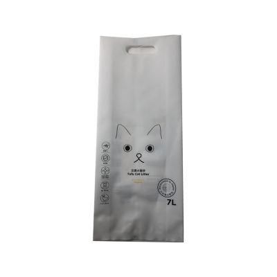 Custom Printed 6L 10L Heat Sealed Side Gusset Handle Package Empty Tofu Cat Litter Sand Plastic Packaging Bag
