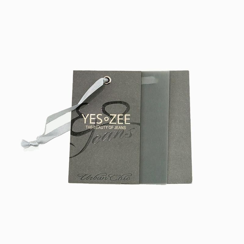 Black Foil Gray Color Logo 700GSM Paper Hangtag