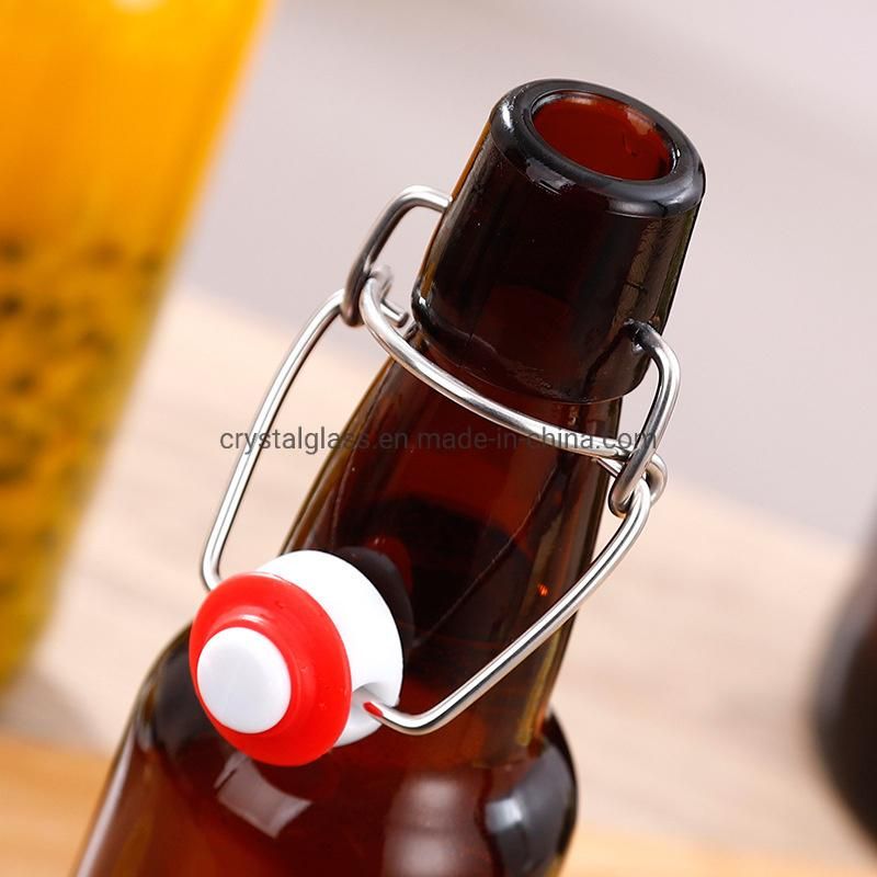 Flip Top Glass Bottle with Stopper for Beverages, Oil, Vinegar, Kombucha, Beer, Water, Soda, Kefir