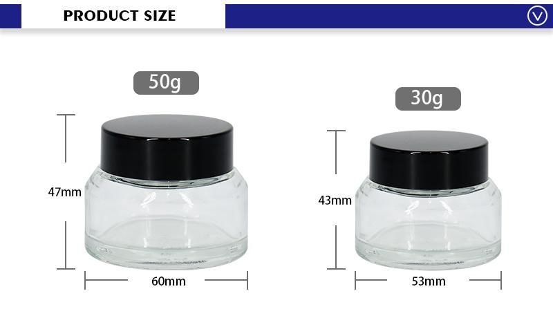 OEM 30g 50g Transparent Cosmetics Cream Empty Jar