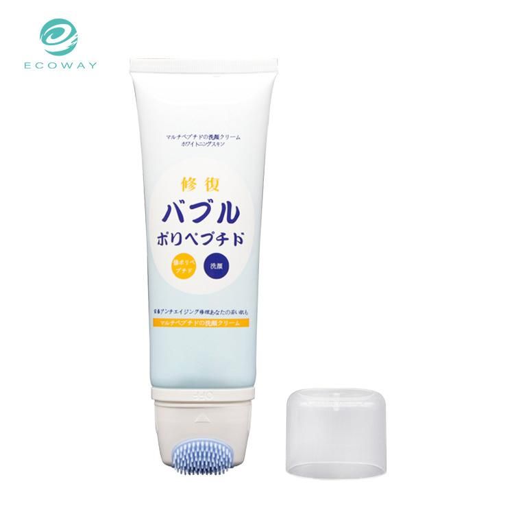 120ml Offset Printing Clear Face Cleanser Cosmetic Tube with Silicone Brush and Roller Massage