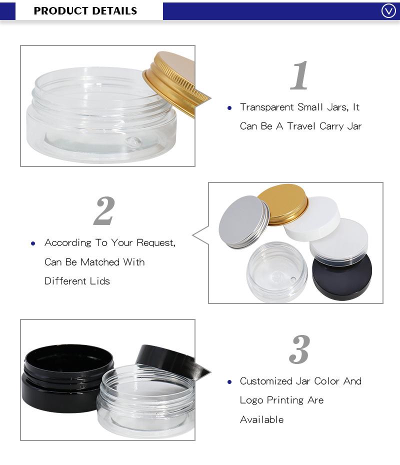 Factory Supply Empty Pet Clear Jar 60ml White Plastic Cap Storage Canning