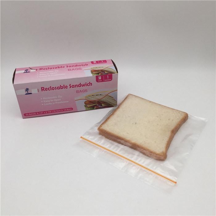 LDPE Virgin Material Transparent Clear Reusable Reclosable Sandwich Packaging Bag