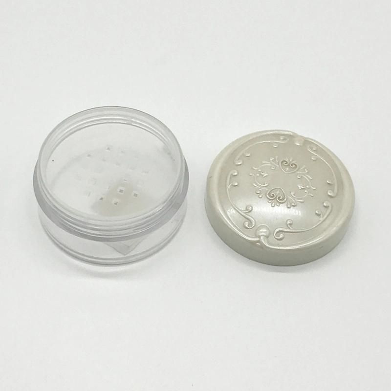 Empty Round Plastic Clear Loose Powder Jar with Sifter Customized Wholesale Make up Powder Case with Puff