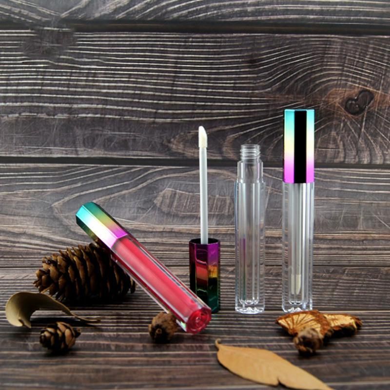 in Stock Fancy Colorful Holographic Lid 3ml Lipgloss Bottle Transparent Empty Lip Gloss Containers Tube with Applicator