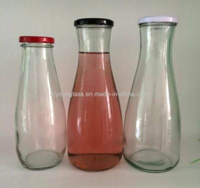 1L Orange Juice Glass Milk Bottle with Screw Lid