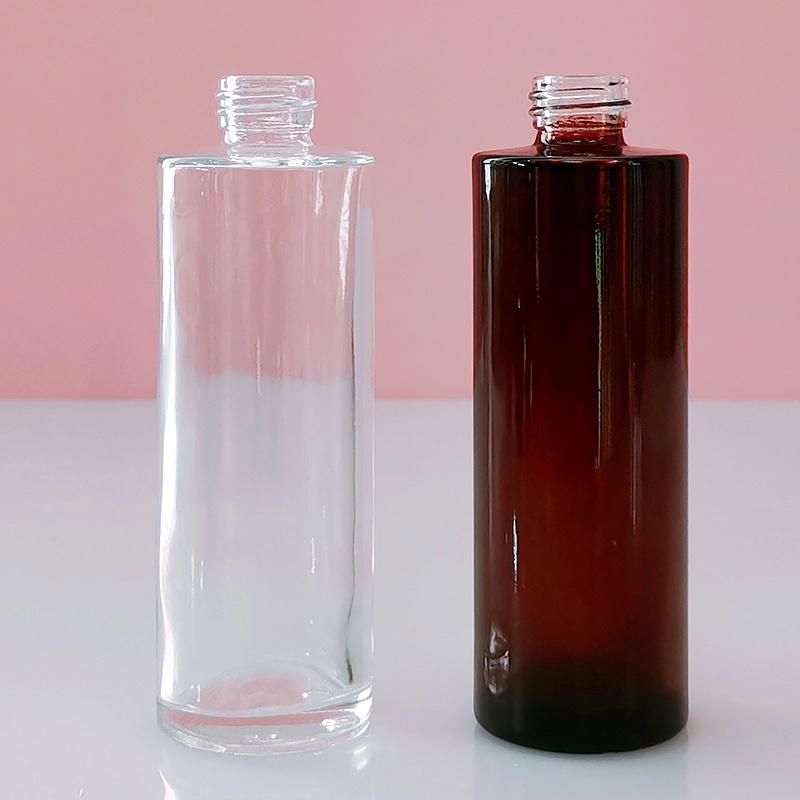 Flat Shoulder 60ml 80ml Cosmetic Amber Cylinder Glass Spray Bottle