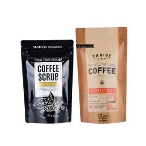 Custom Logo Print Plastic Stand up Ziplock Food Packaging Bag 200g 250g 500g Arabica Coffee Bean Snack Food Coffee Bags with Zipper Valve