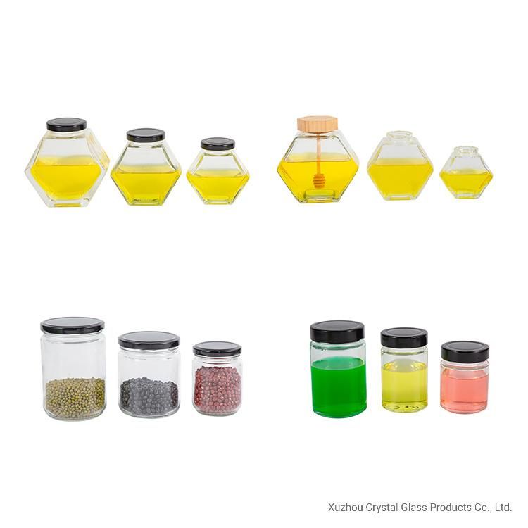 250ml 8 Oz Thick Glass Jar Glass Honey Jam Kitchens Spices Jars with Spoon